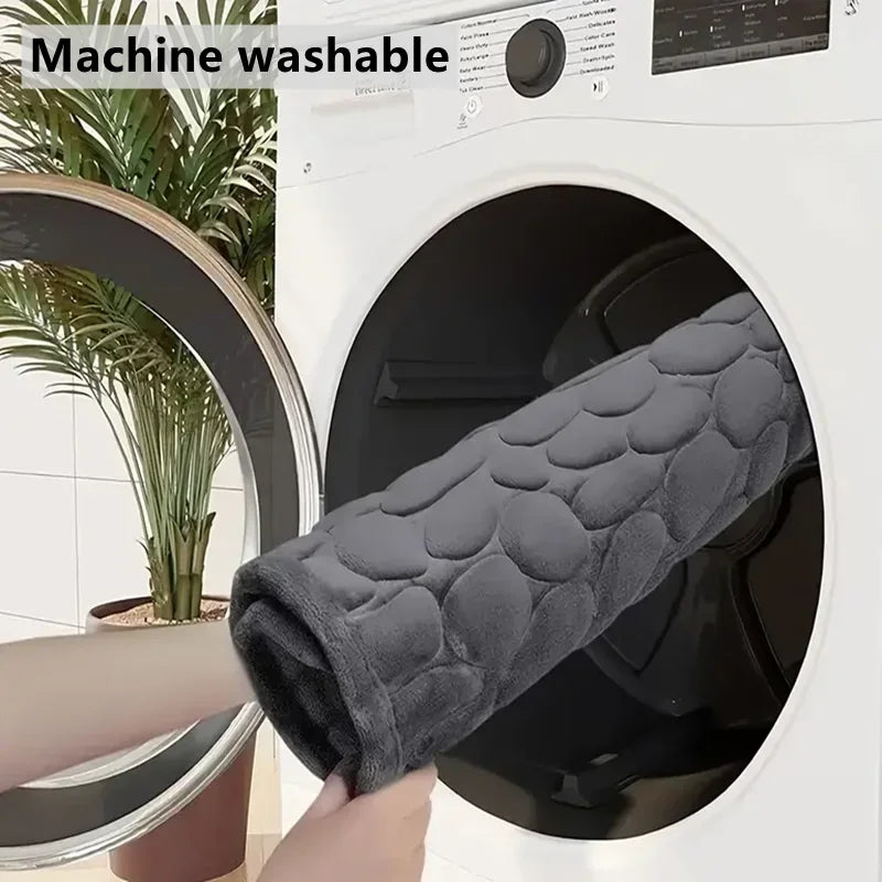 3D Cobblestone Non-Slip Bath Mat – Absorbent, Machine Washable