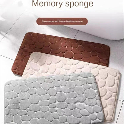 3D Cobblestone Non-Slip Bath Mat – Absorbent, Machine Washable