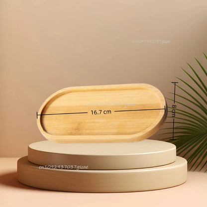 Bamboo Tray Set – Multi-Shape Wood Coaster & Plant Pot Tray
