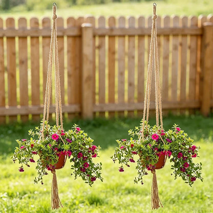 Macrame Hanging Plant Pot Basket with Hook – Boho Planter