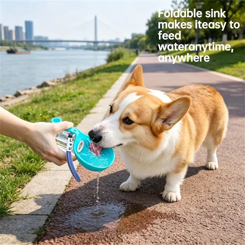 Portable Pet Water Bottle,Leak-Proof Travel Water Dispenser with Bowl , Outdoor Walking and Travel Drinking and Feeding Containe