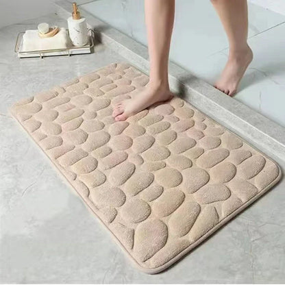 3D Cobblestone Non-Slip Bath Mat – Absorbent, Machine Washable