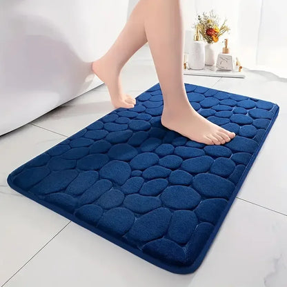 3D Cobblestone Non-Slip Bath Mat – Absorbent, Machine Washable