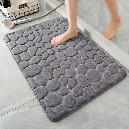 3D Cobblestone Non-Slip Bath Mat – Absorbent, Machine Washable