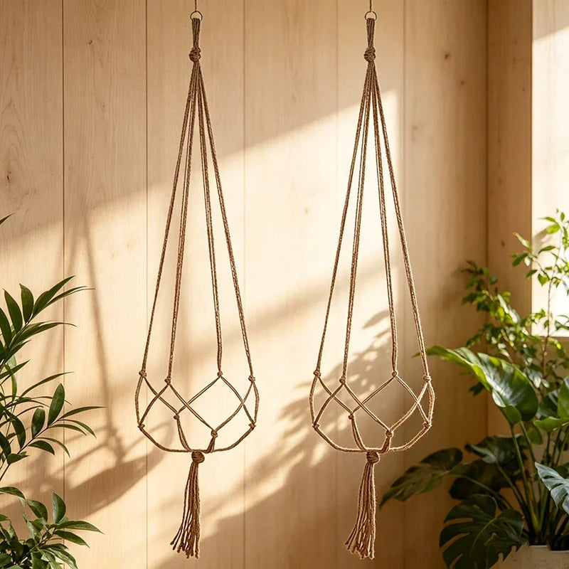 Macrame Hanging Plant Pot Basket with Hook – Boho Planter