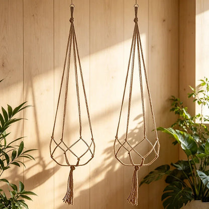 Macrame Hanging Plant Pot Basket with Hook – Boho Planter
