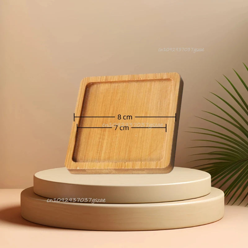 Bamboo Tray Set – Multi-Shape Wood Coaster & Plant Pot Tray