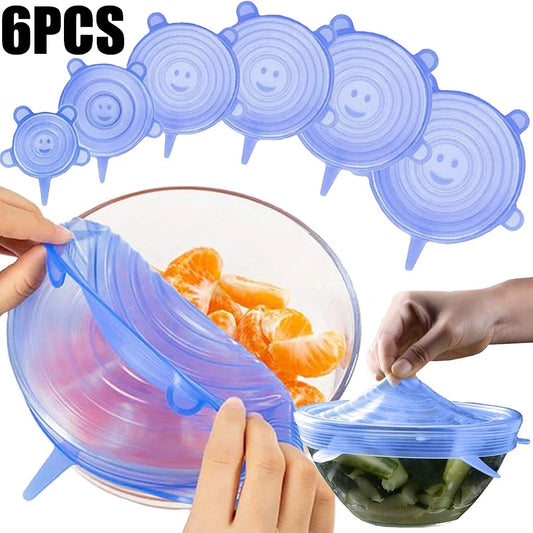 Silicone Stretch Food Cover Lids – Set of 6