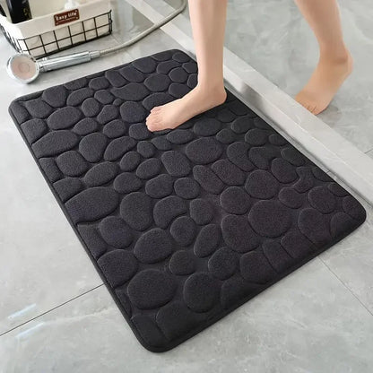 3D Cobblestone Non-Slip Bath Mat – Absorbent, Machine Washable