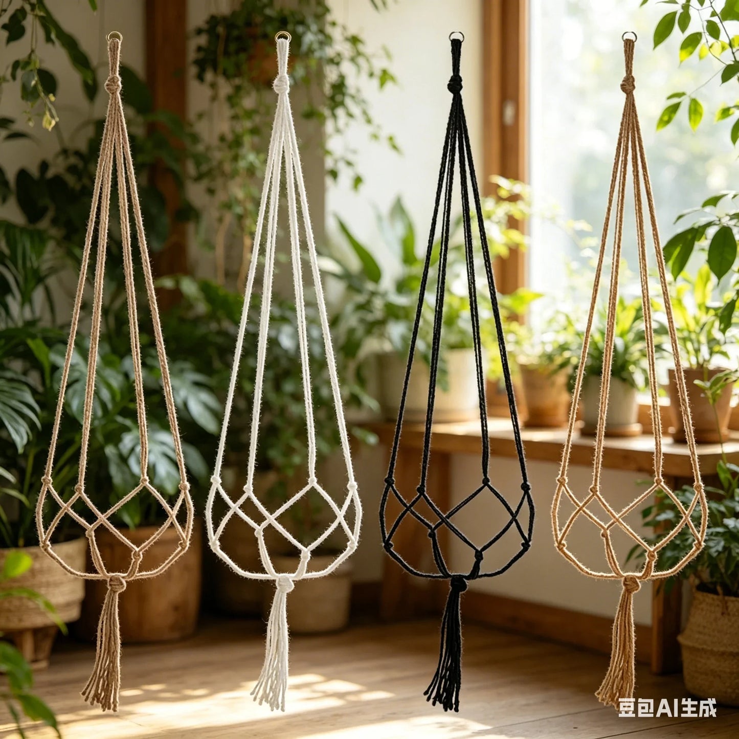 Macrame Hanging Plant Pot Basket with Hook – Boho Planter