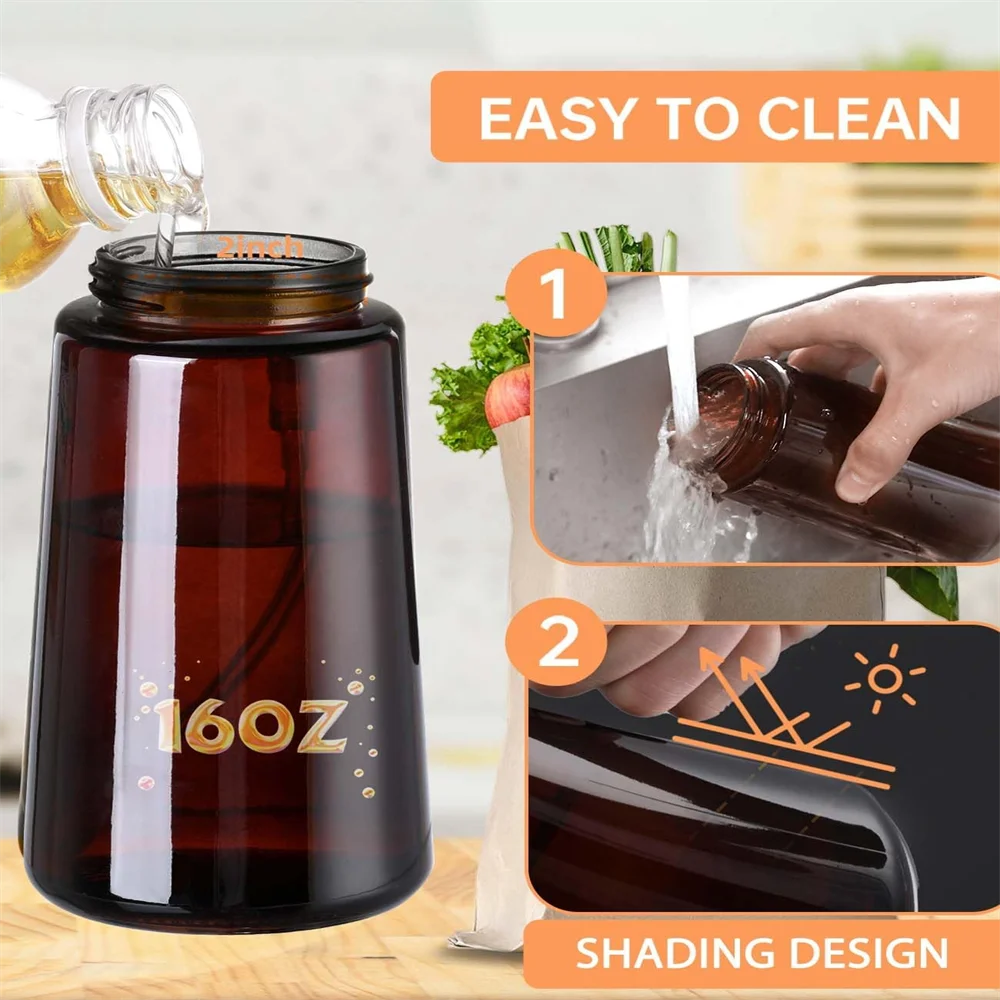 2-in-1 Glass Oil Dispenser & Sprayer | 16oz Leakproof Olive Oil Bottle for Cooking, Air Fryer & BBQ
