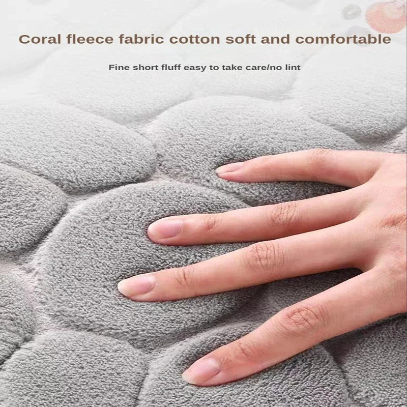 3D Cobblestone Non-Slip Bath Mat – Absorbent, Machine Washable