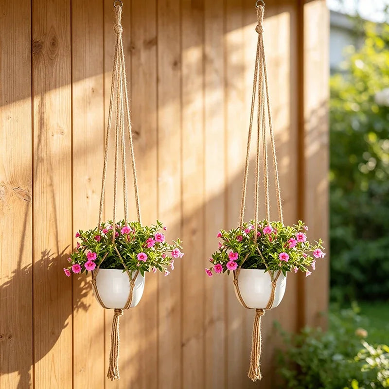 Macrame Hanging Plant Pot Basket with Hook – Boho Planter