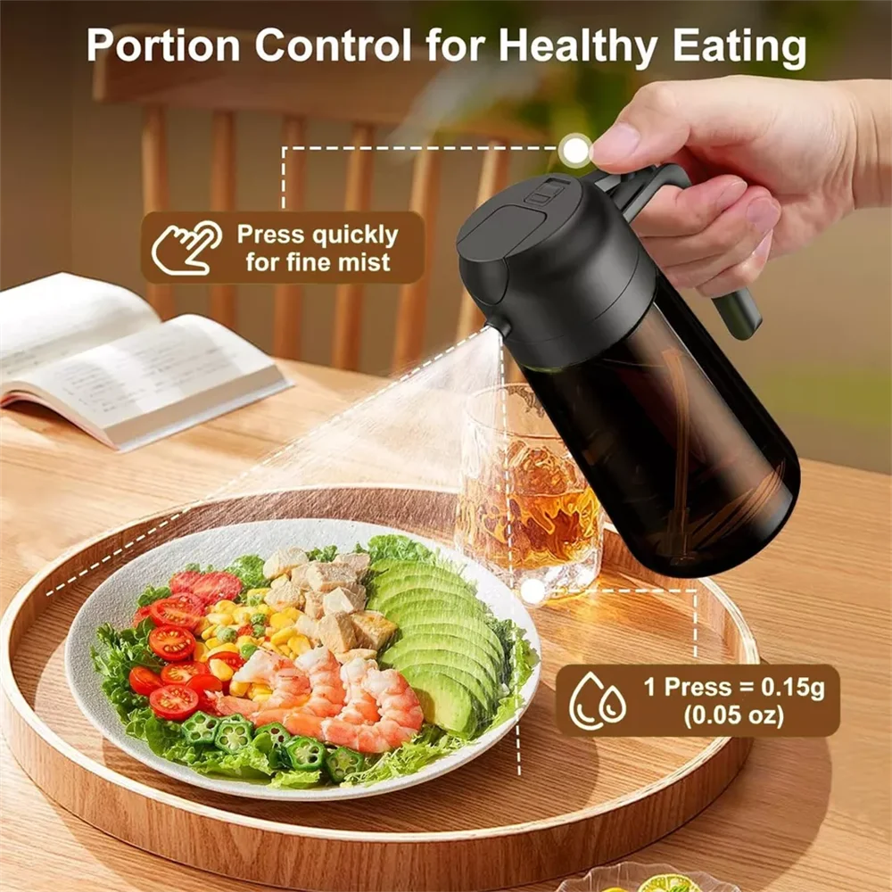 2-in-1 Glass Oil Dispenser & Sprayer | 16oz Leakproof Olive Oil Bottle for Cooking, Air Fryer & BBQ