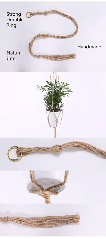 Macrame Hanging Plant Pot Basket with Hook – Boho Planter