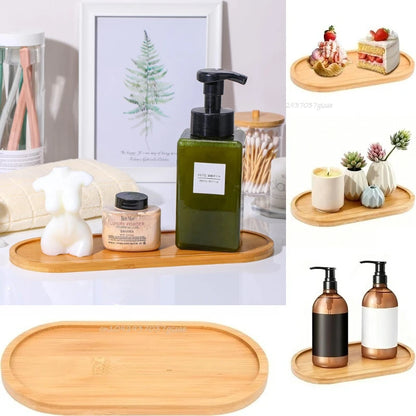 Bamboo Tray Set – Multi-Shape Wood Coaster & Plant Pot Tray