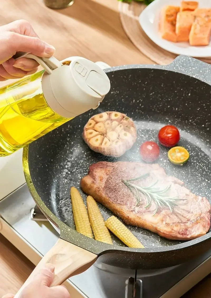 Olive Oil Spray Bottle for Oil Bottle Pouring for Cooking Oil Spices Camping Dispenser with Automatic Lid Spice Shaker